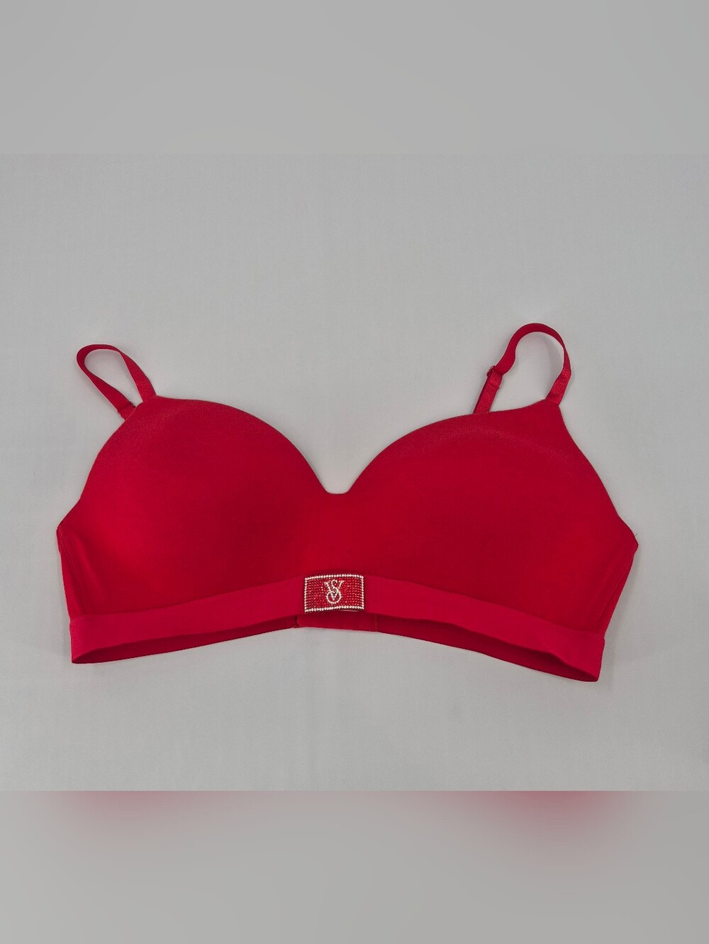 Victorias Secret VS Shine Patch Logo T-Shirt Lightly Lined Wireless Bra 40D Red